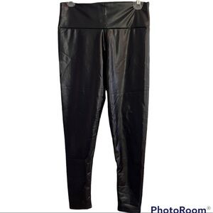 Black Faux Leather Tagoo Leggings - Medium